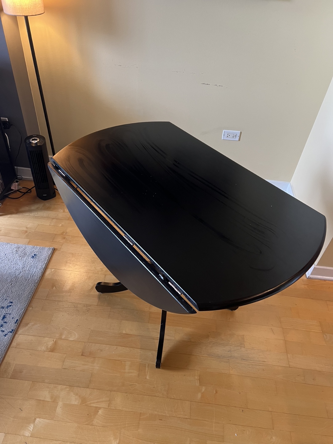 Black Wood Round Drop Leaf Table - photo 3