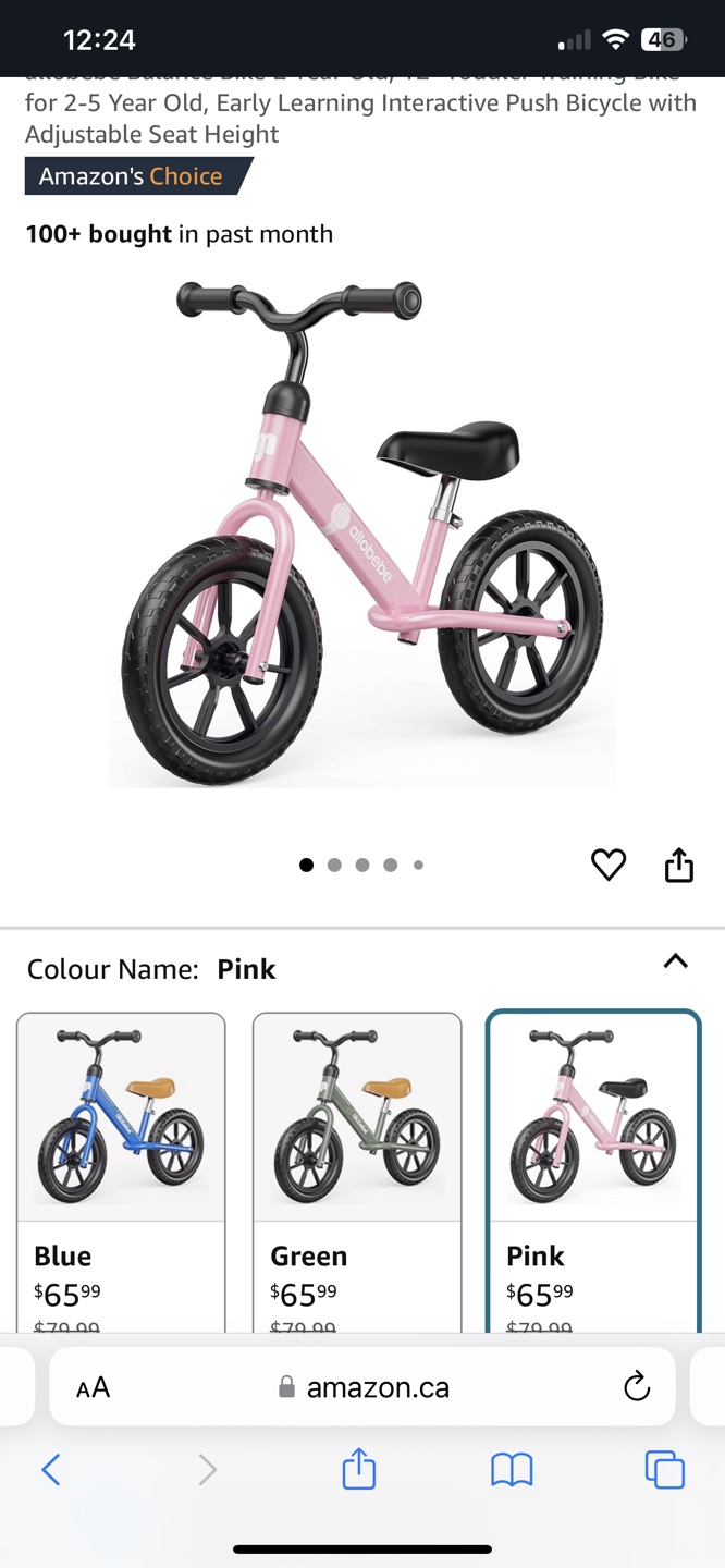 Alobebe Toddler Balance Bike - Pink