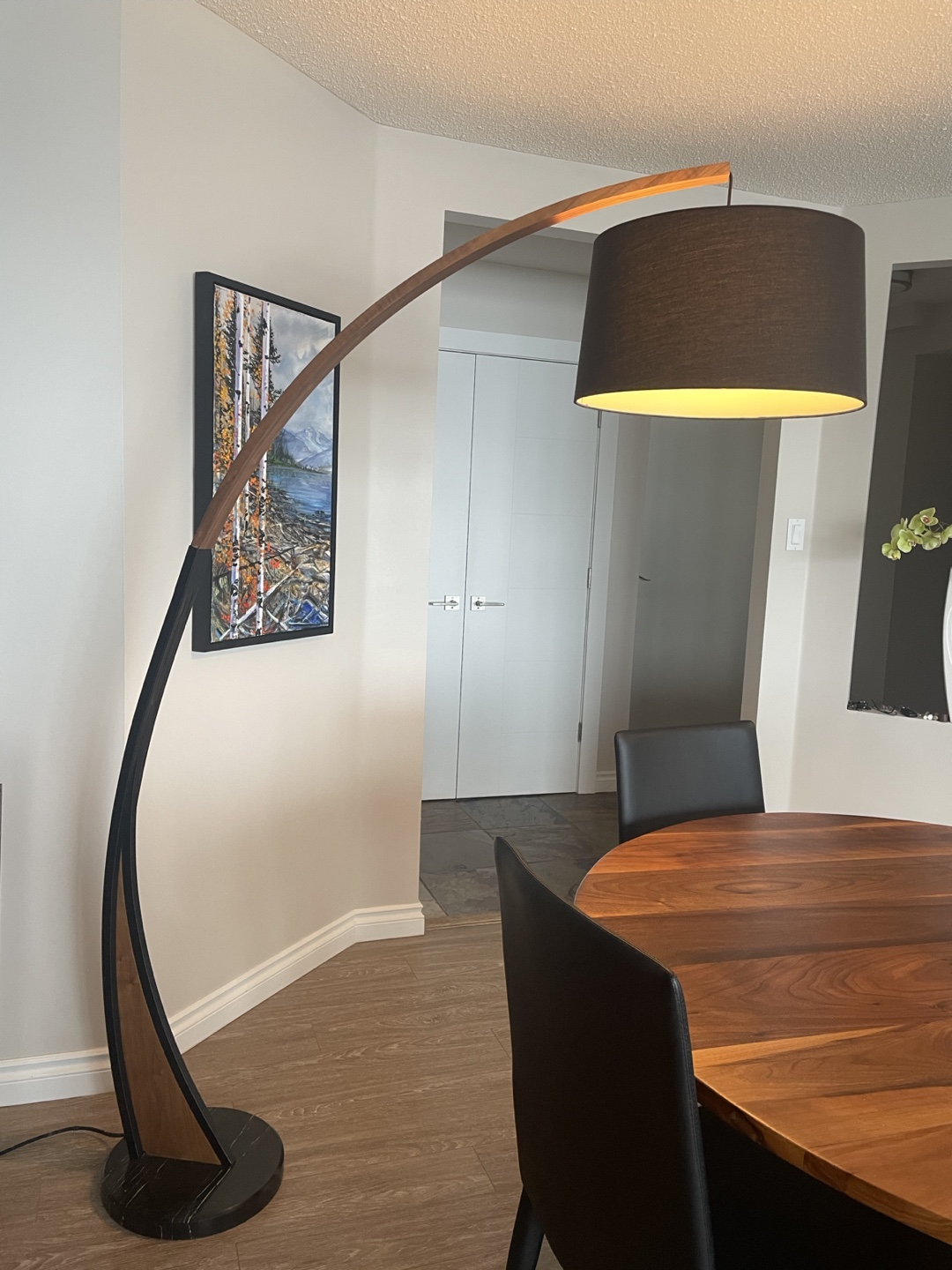 Arc Floor Lamp with Walnut and Marble Base - photo 2