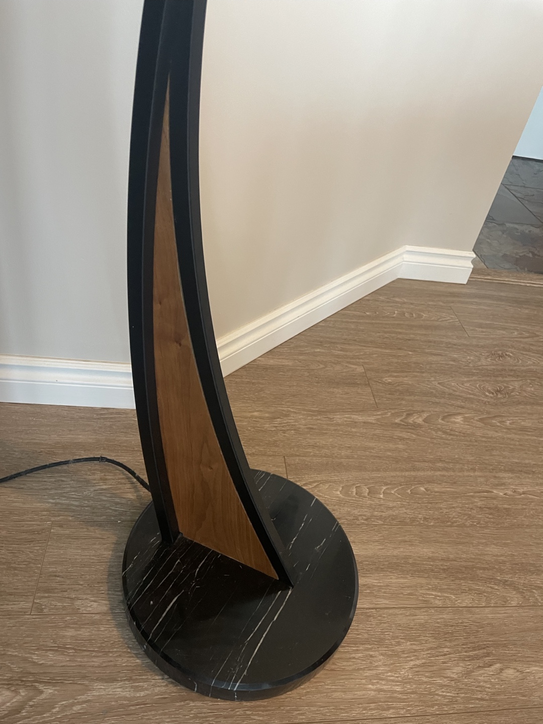 Arc Floor Lamp with Walnut and Marble Base - photo 3