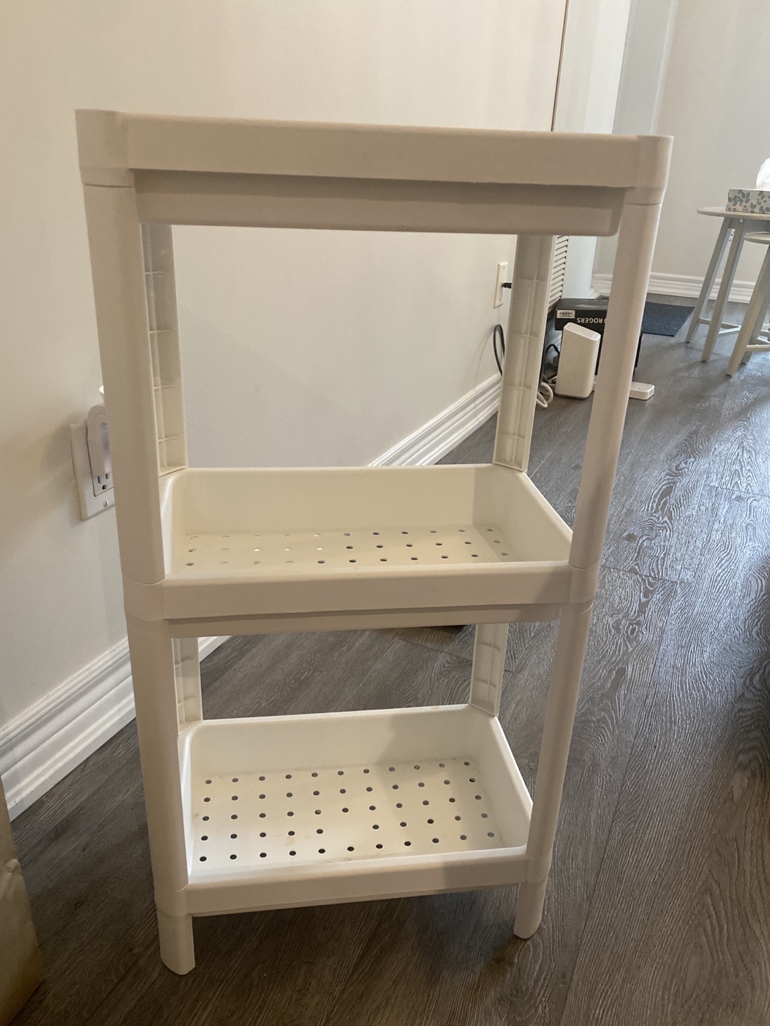 Three-Tier White Plastic Storage Shelf