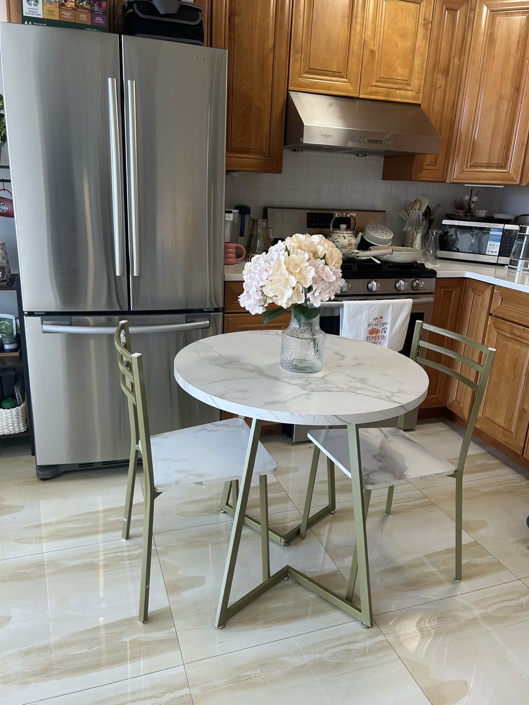 VECELO Small Round Dining Table Set for 2 - photo 2