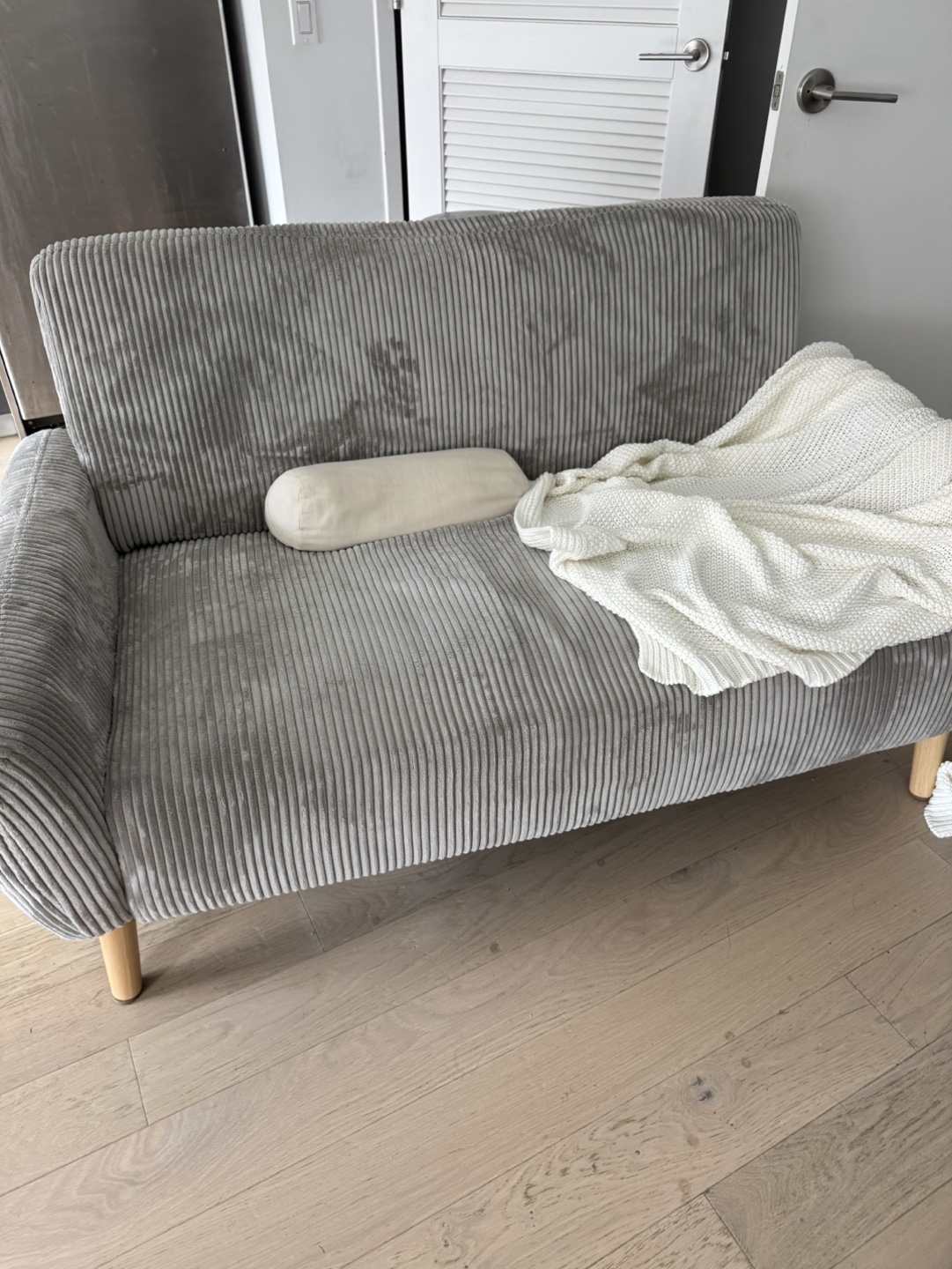 Grey Corduroy Loveseat