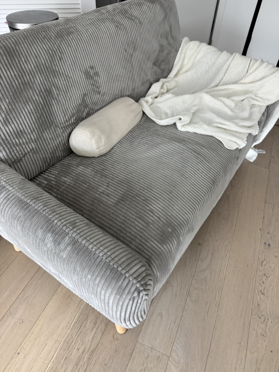 Grey Corduroy Loveseat - photo 3