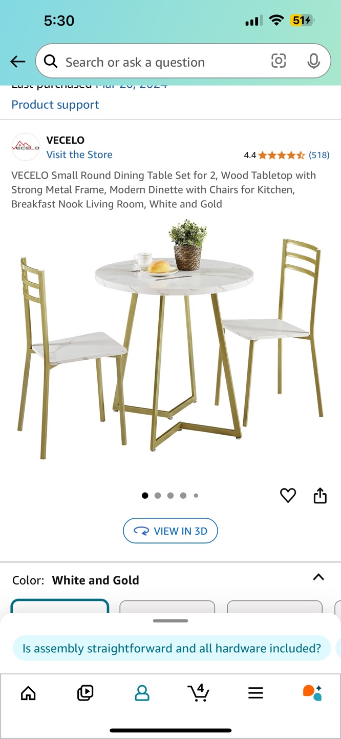 VECELO Small Round Dining Table Set for 2 - photo 3