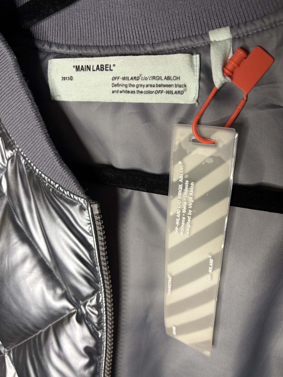 Off-White Silver Quilted Puffer Jacket - photo 3