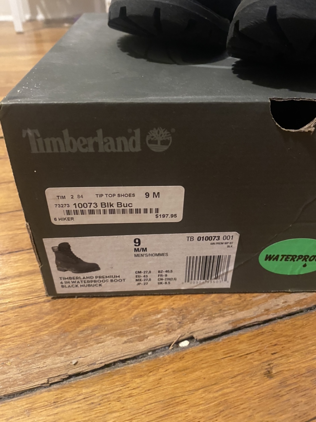Men's Timberland Premium Boots - Black Nubuck - Size 9M - photo 4