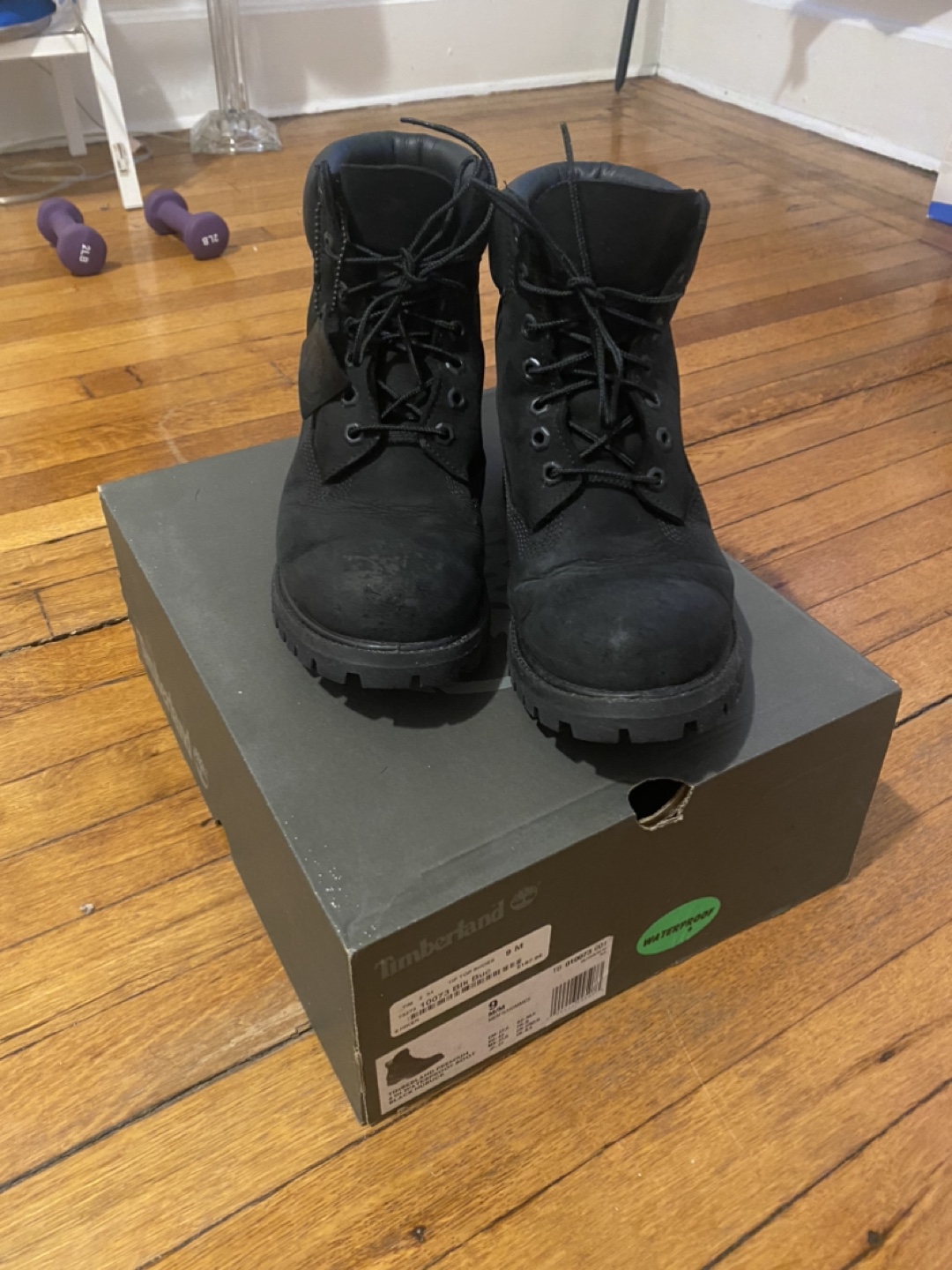Men's Timberland Premium Boots - Black Nubuck - Size 9M - photo 3