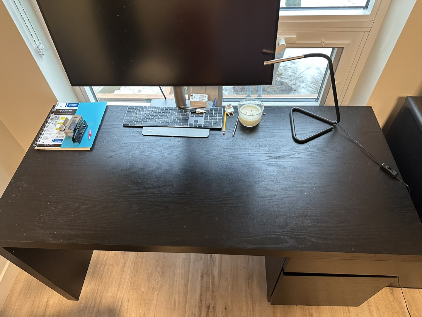Wood Black Desk Set and black office chair - photo 2
