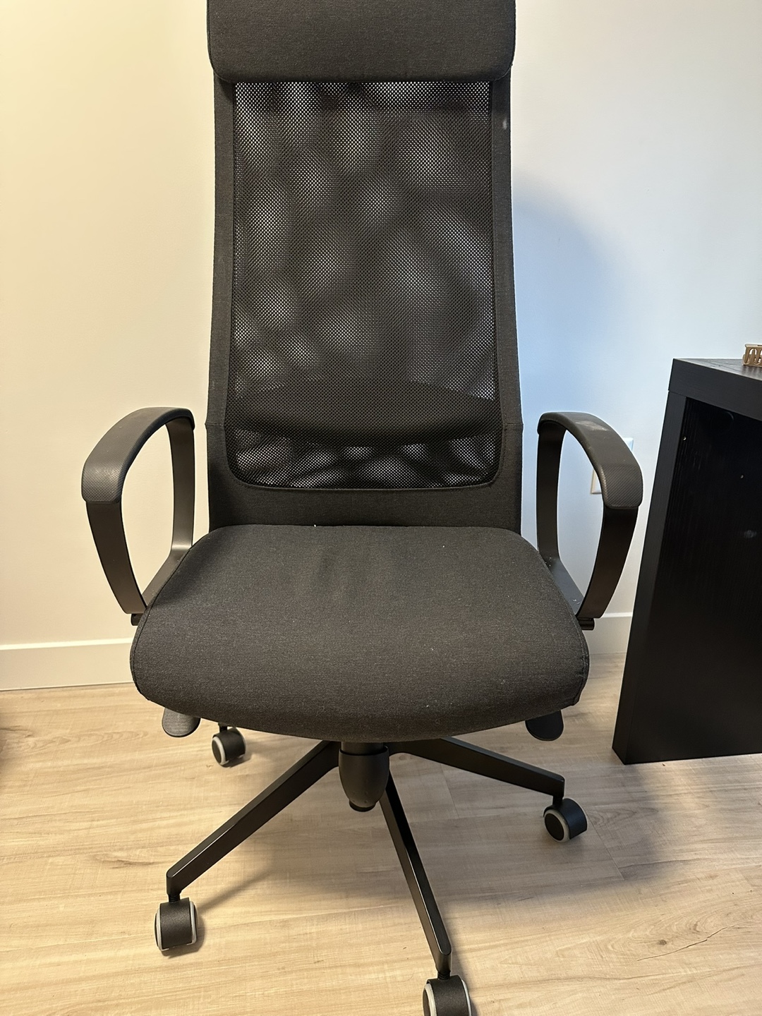 Wood Black Desk Set and black office chair - photo 4