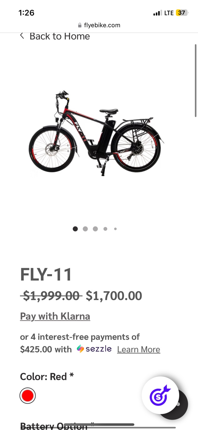 FLY-11 Electric Bike - Red - photo 3