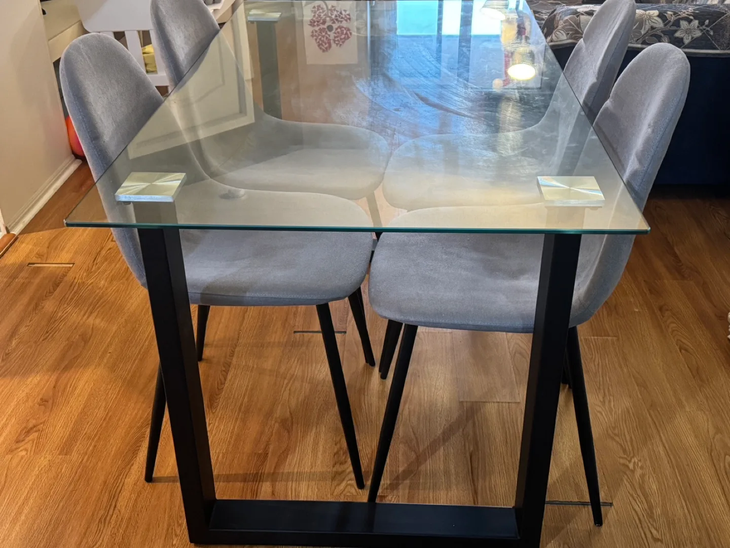 Glass Dining Table Set with Four Grey Chairs image indicator(3)