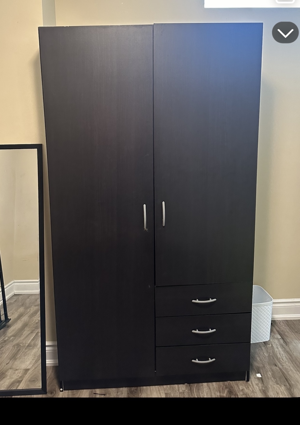Dark Brown Double Door Wardrobe with Drawers