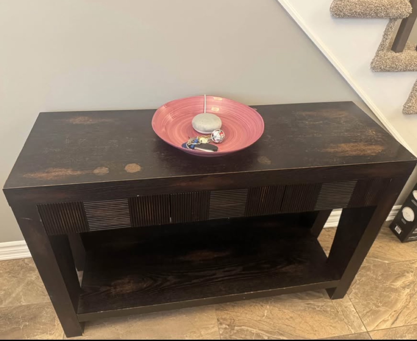 Dark Brown Console Table with drawers - photo 2