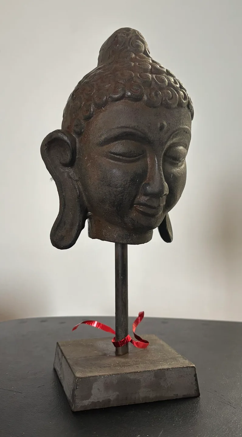 Antique Buddha Head Sculpture on Stand image indicator(2)