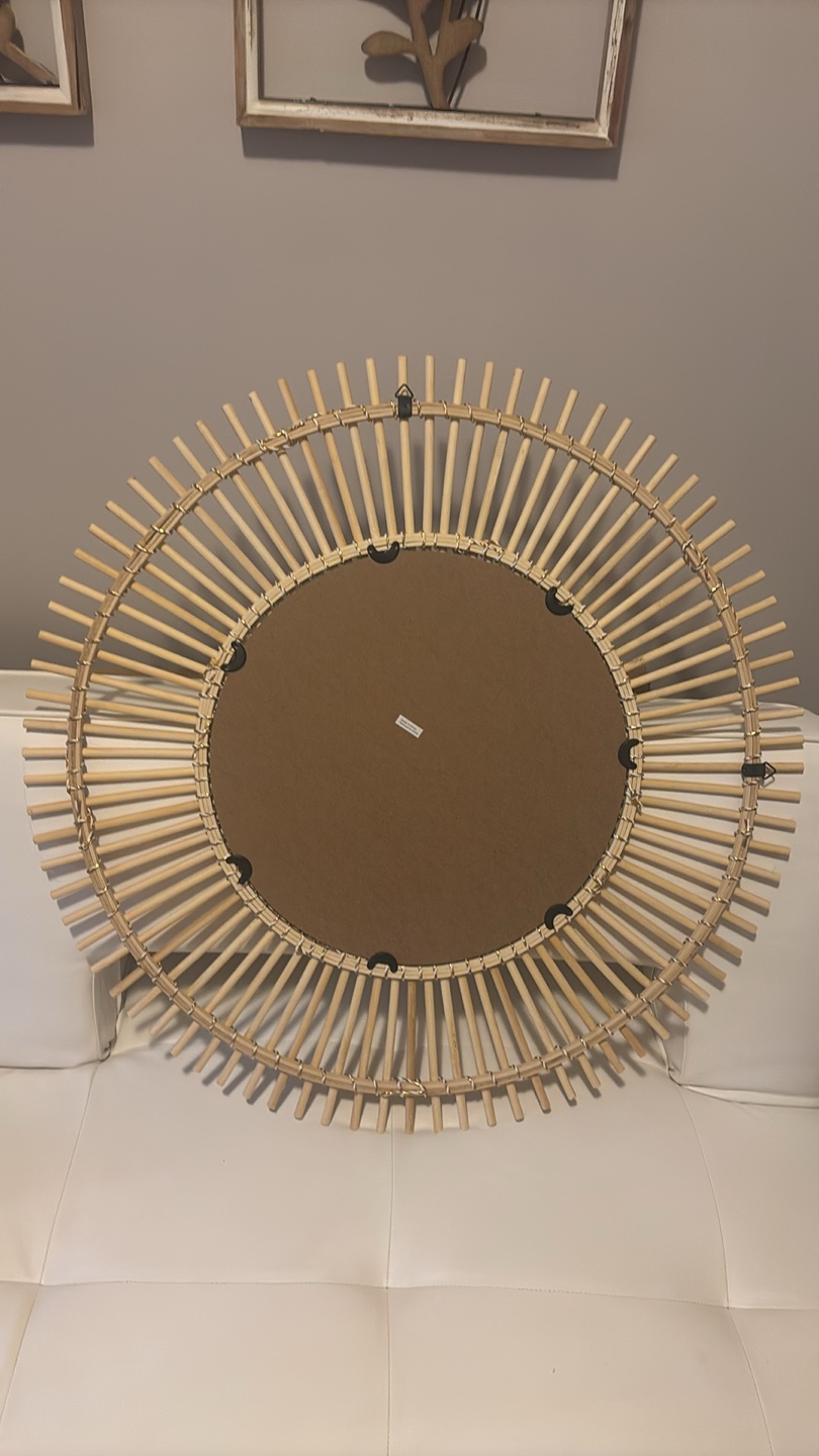 Large Round Rattan Sunburst Mirror - photo 4