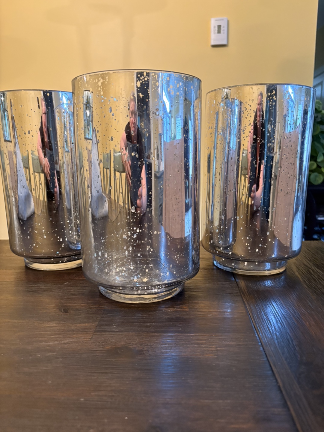 Set of three mercury glass candle holders/vases - photo 2