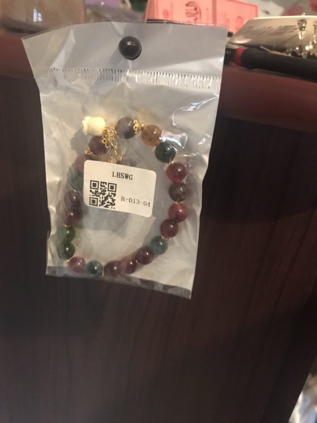 Multicoloured Beaded Bracelet with Gold Accents