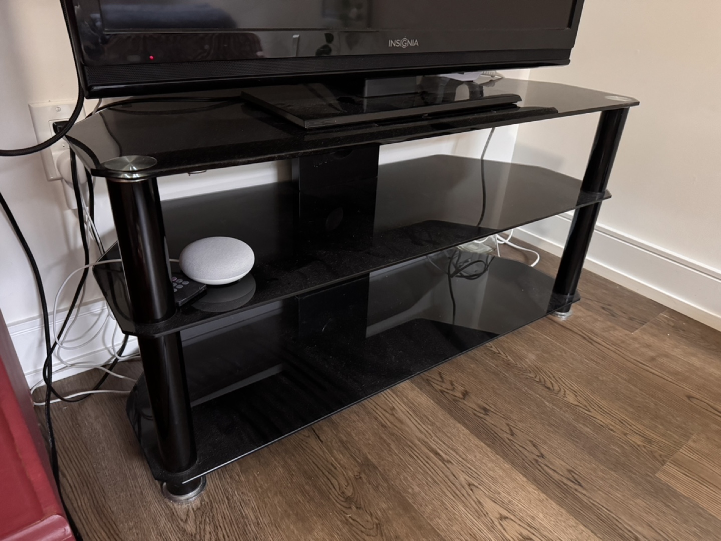 Black Glass TV Stand with 3 racks