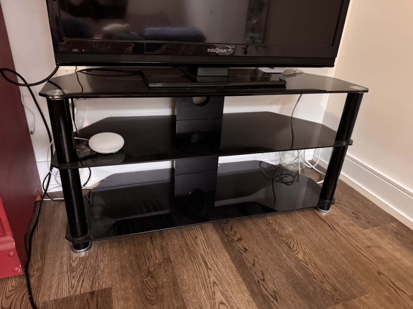 Black Glass TV Stand with 3 racks - photo 2