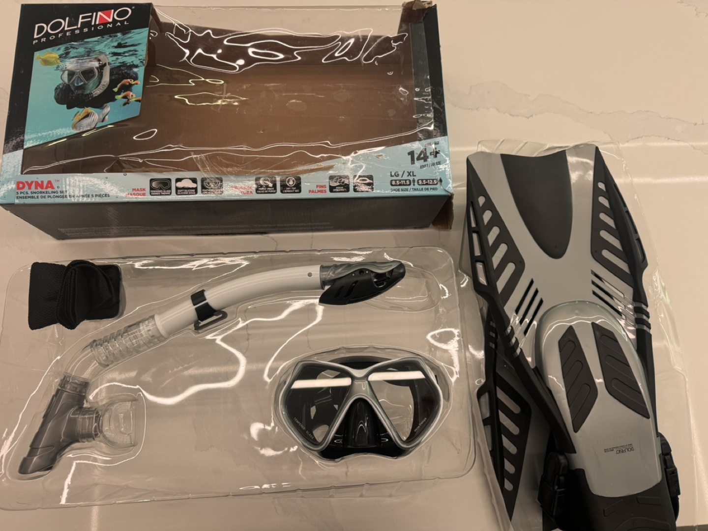 DOLFINO PRO DYNA 5PCS SNORKLING SET- L/XL