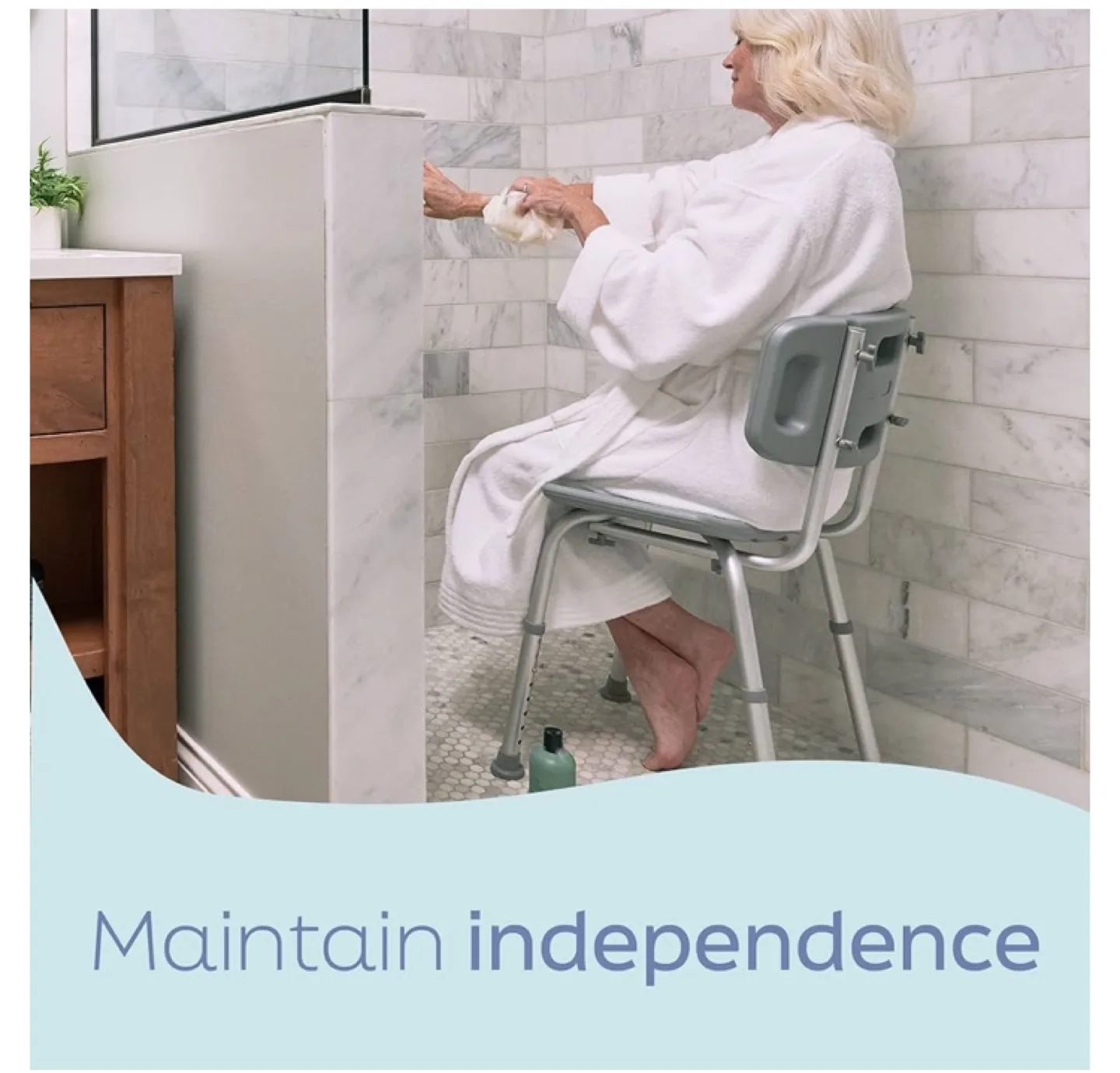 STURDY! Adjustable Shower Chair with Backrest image indicator(10)