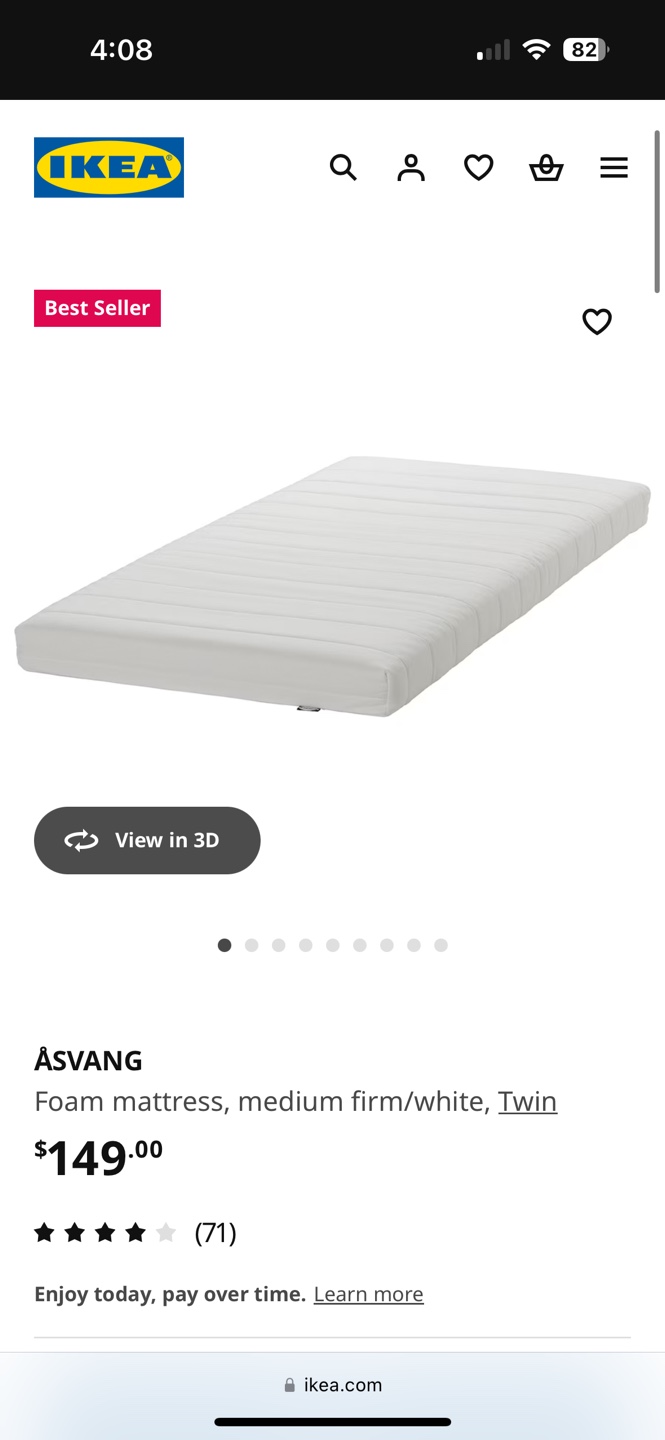 IKEA ÅSVANG Twin Foam Mattress - Medium Firm