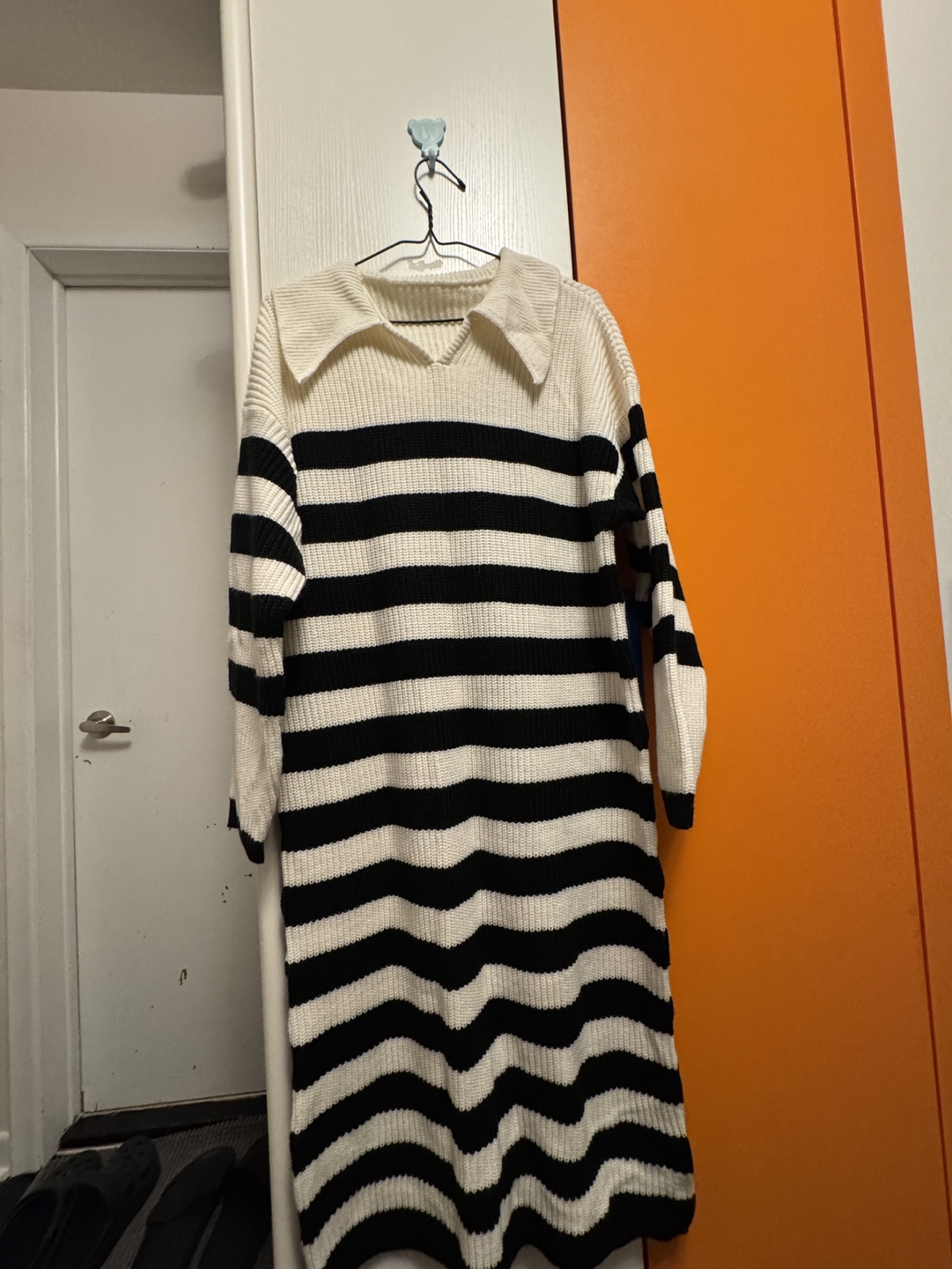Black and White Striped Knit Sweater Dress - photo 2