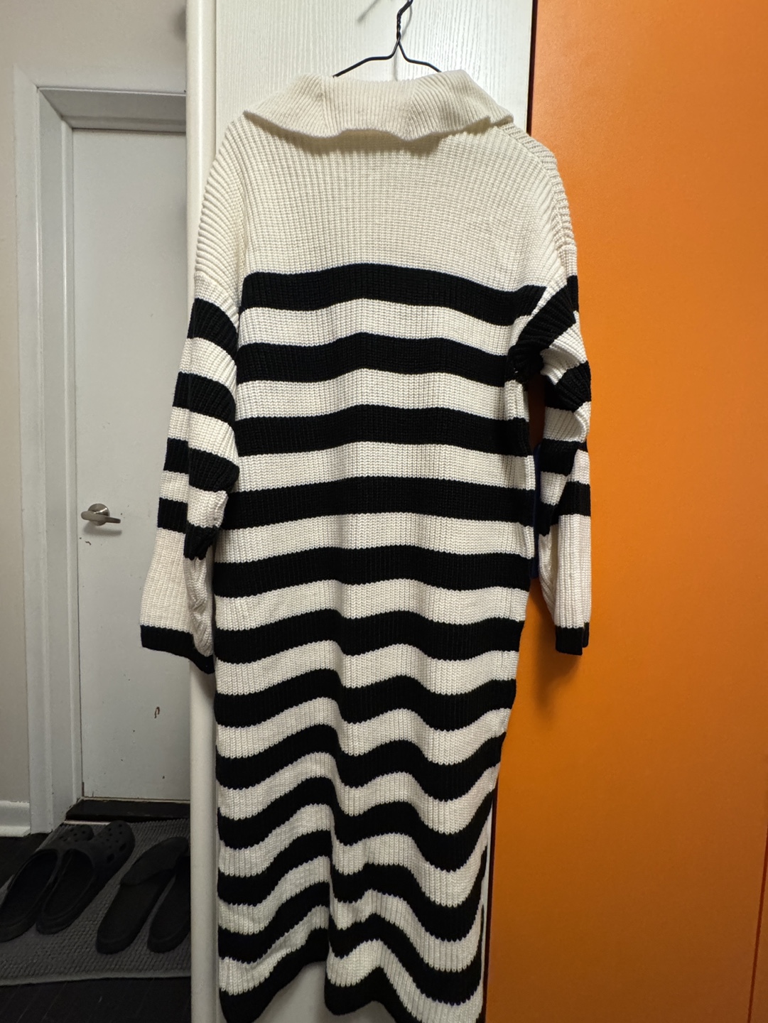Black and White Striped Knit Sweater Dress - photo 3