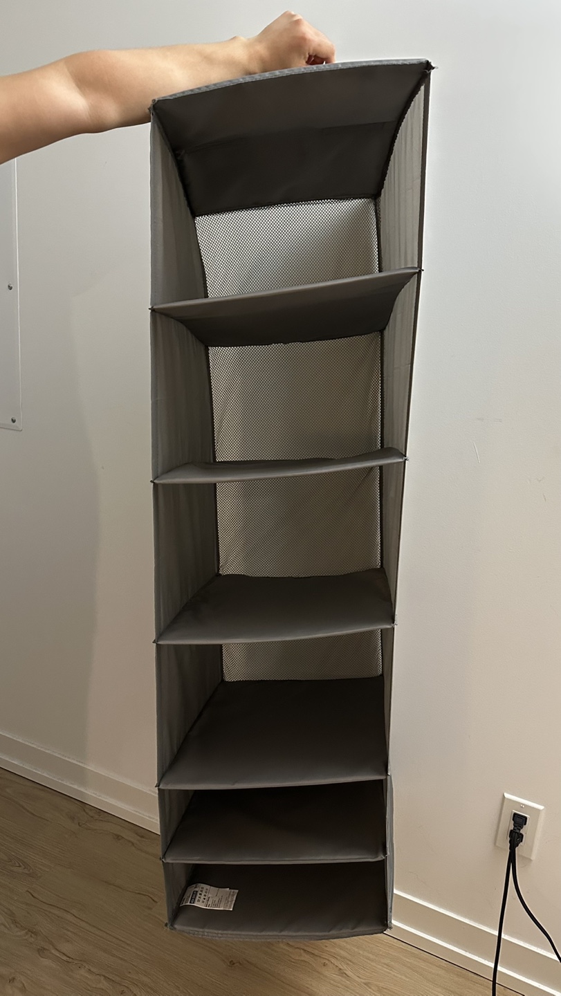 Grey Fabric 5-Shelf Closet Organizer