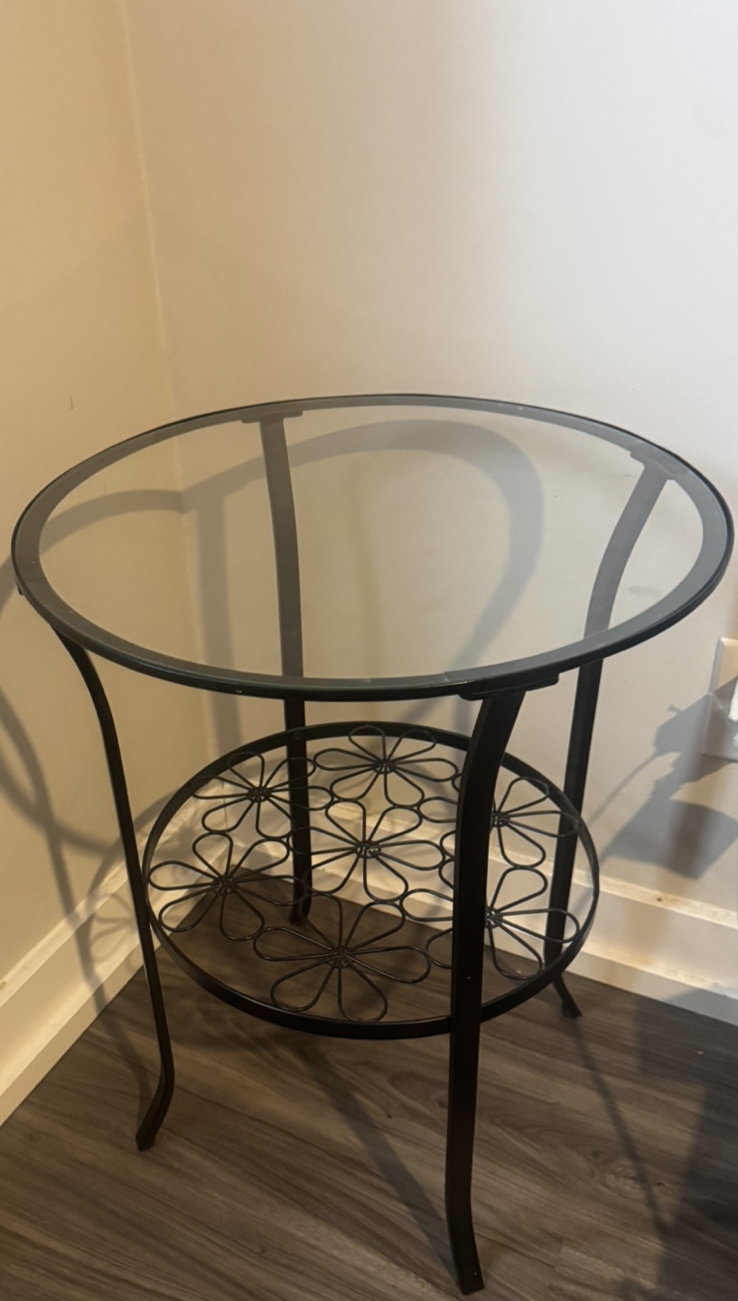 Glass-top side table with metal frame - photo 2