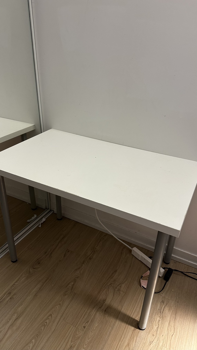 White Computer Desk with Silver Legs