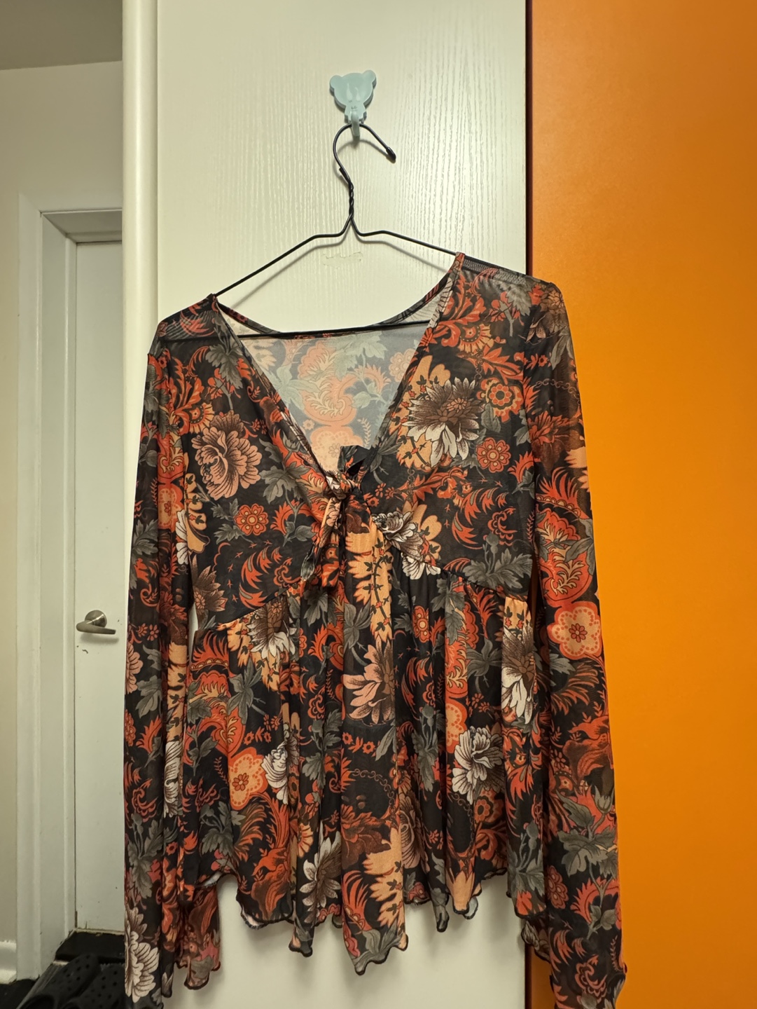 Floral Mesh Long Sleeve Blouse