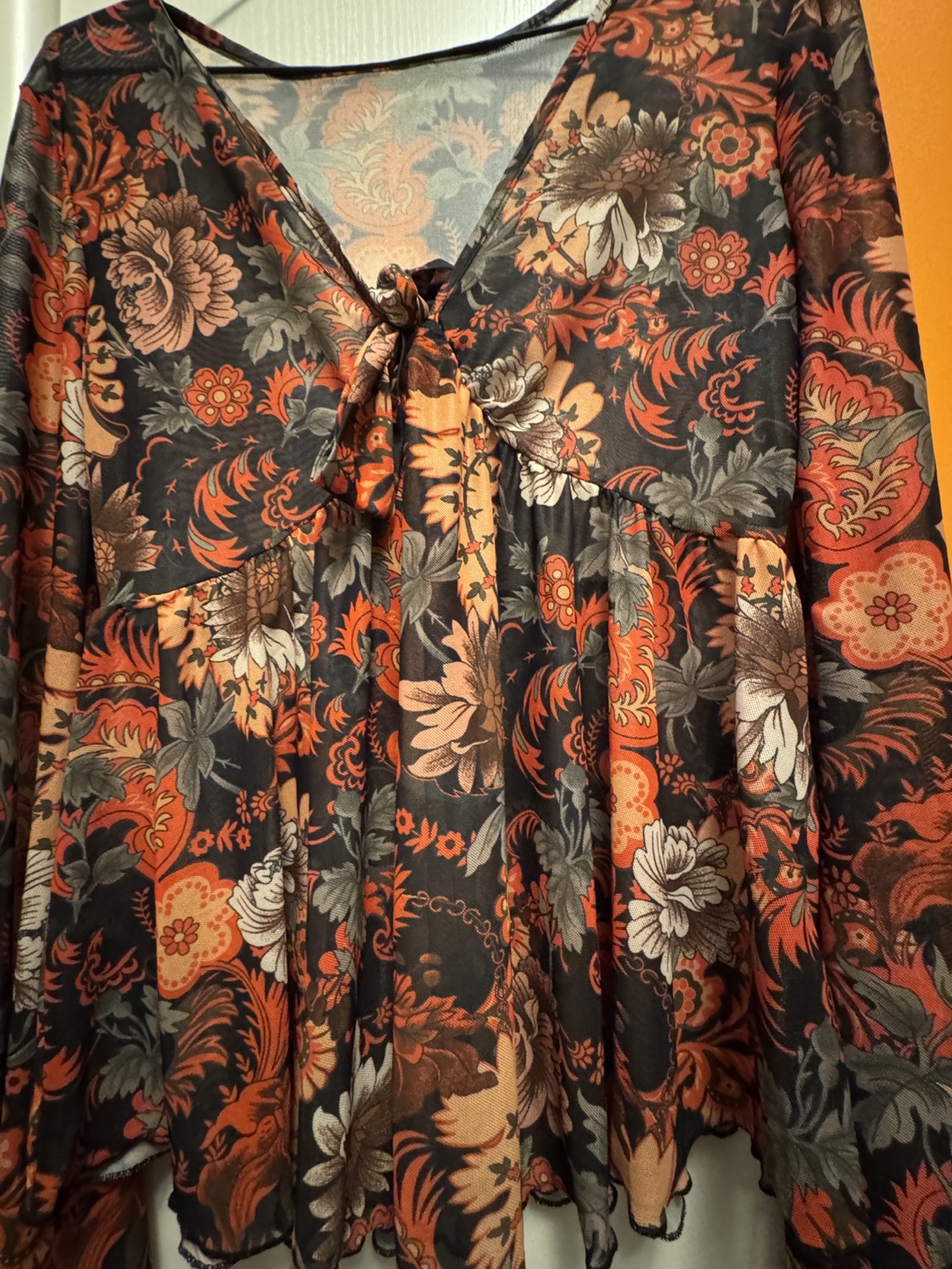 Floral Mesh Long Sleeve Blouse - photo 2