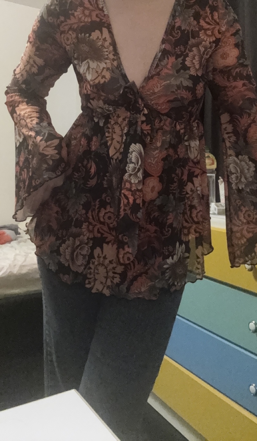 Floral Mesh Long Sleeve Blouse - photo 3