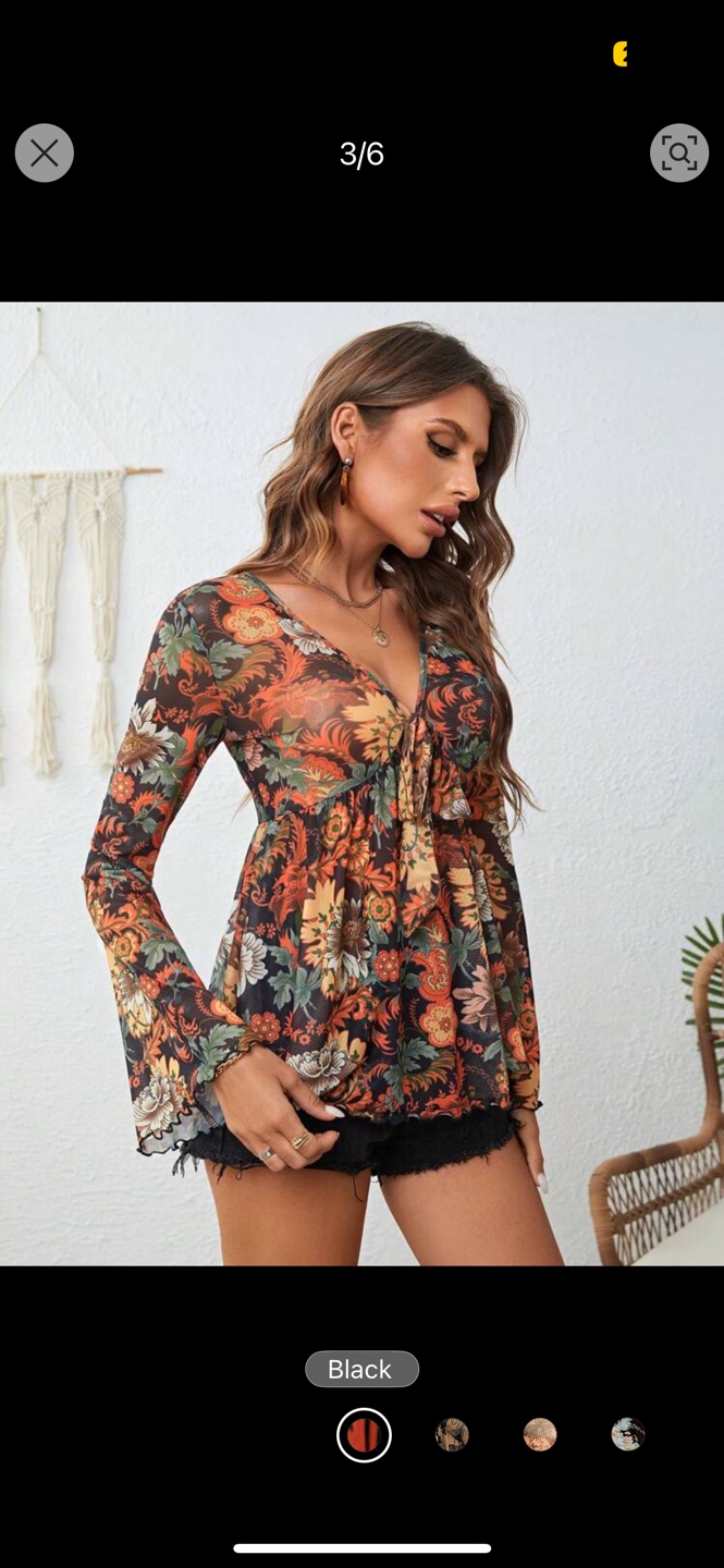 Floral Mesh Long Sleeve Blouse - photo 4