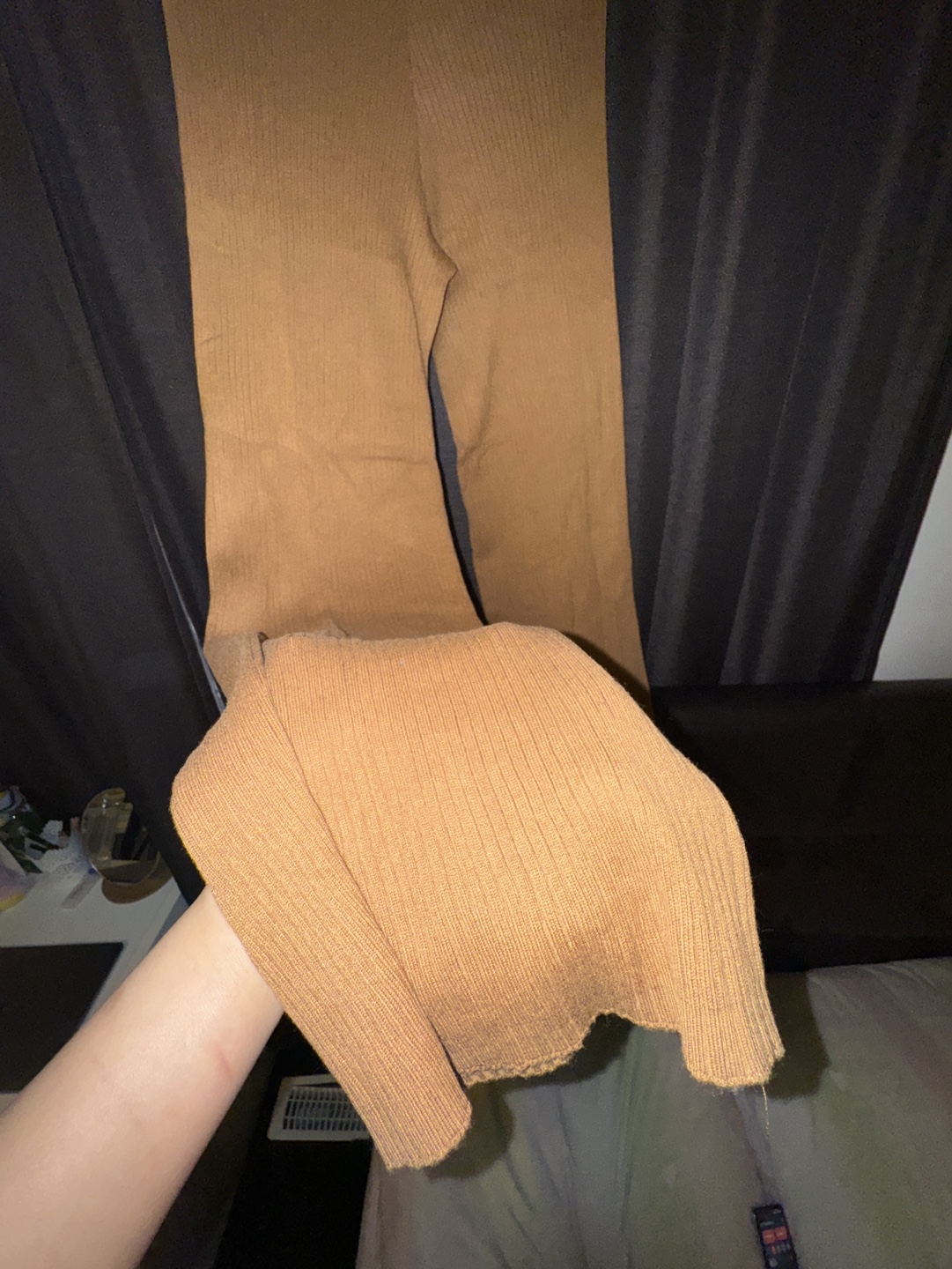 Brown ribbed knit wide leg pants - photo 3