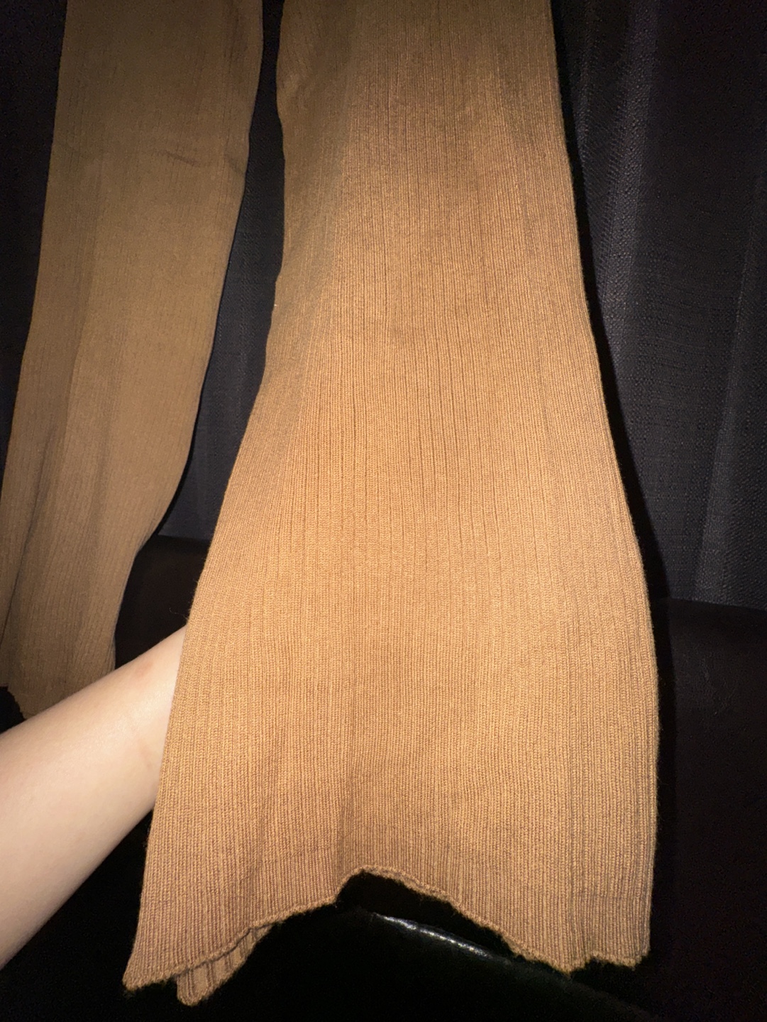 Brown ribbed knit wide leg pants - photo 4