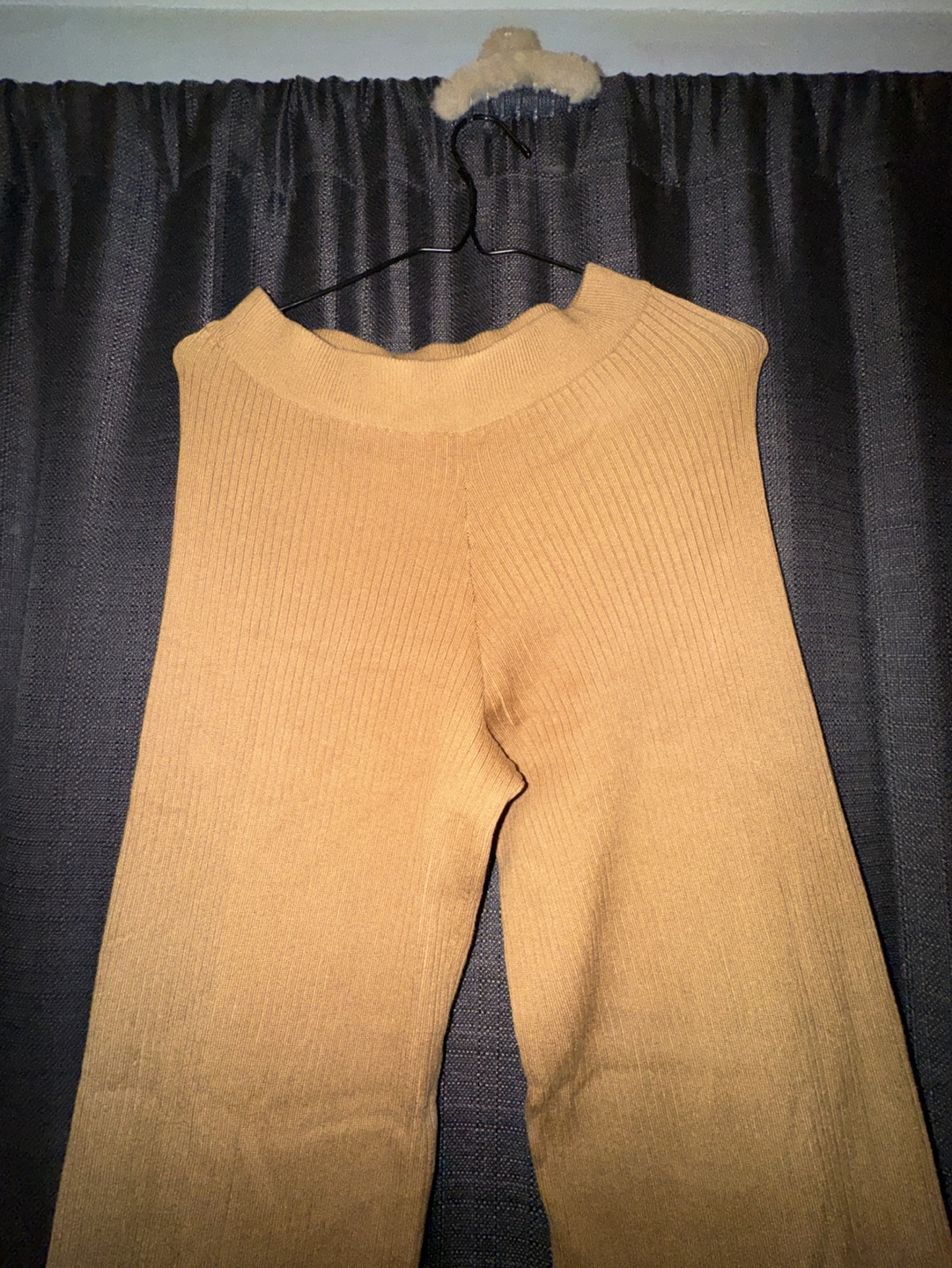 Brown ribbed knit wide leg pants - photo 2