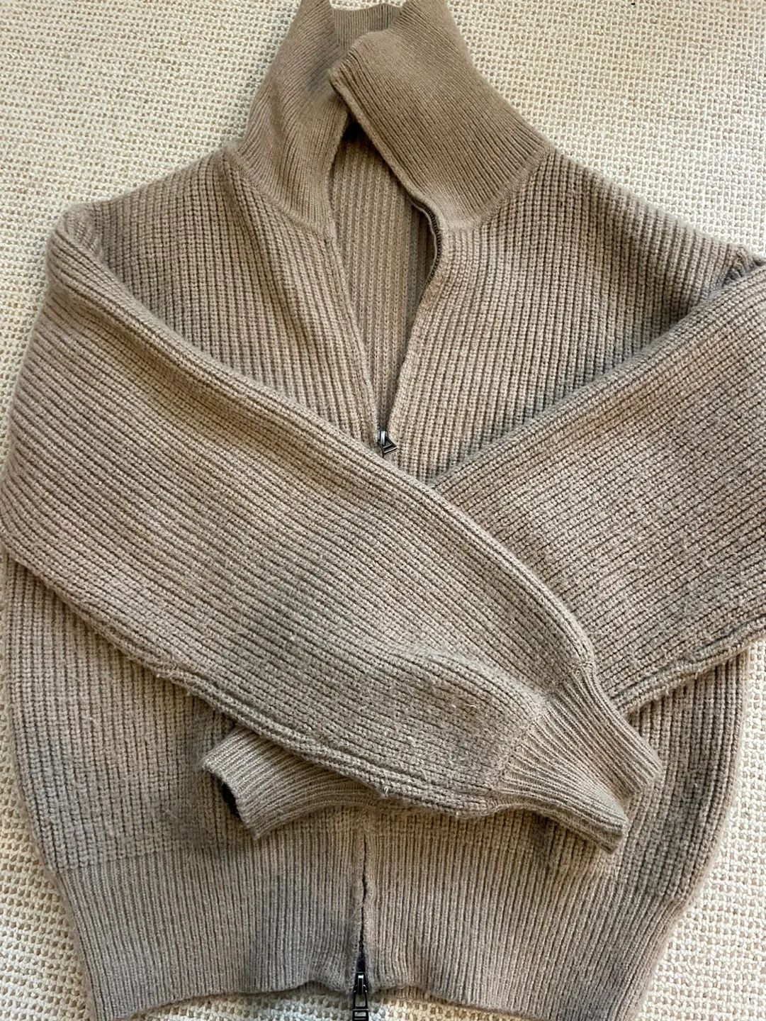 Oak + Fort Zip-Up Cardigan - Taupe thumbnail