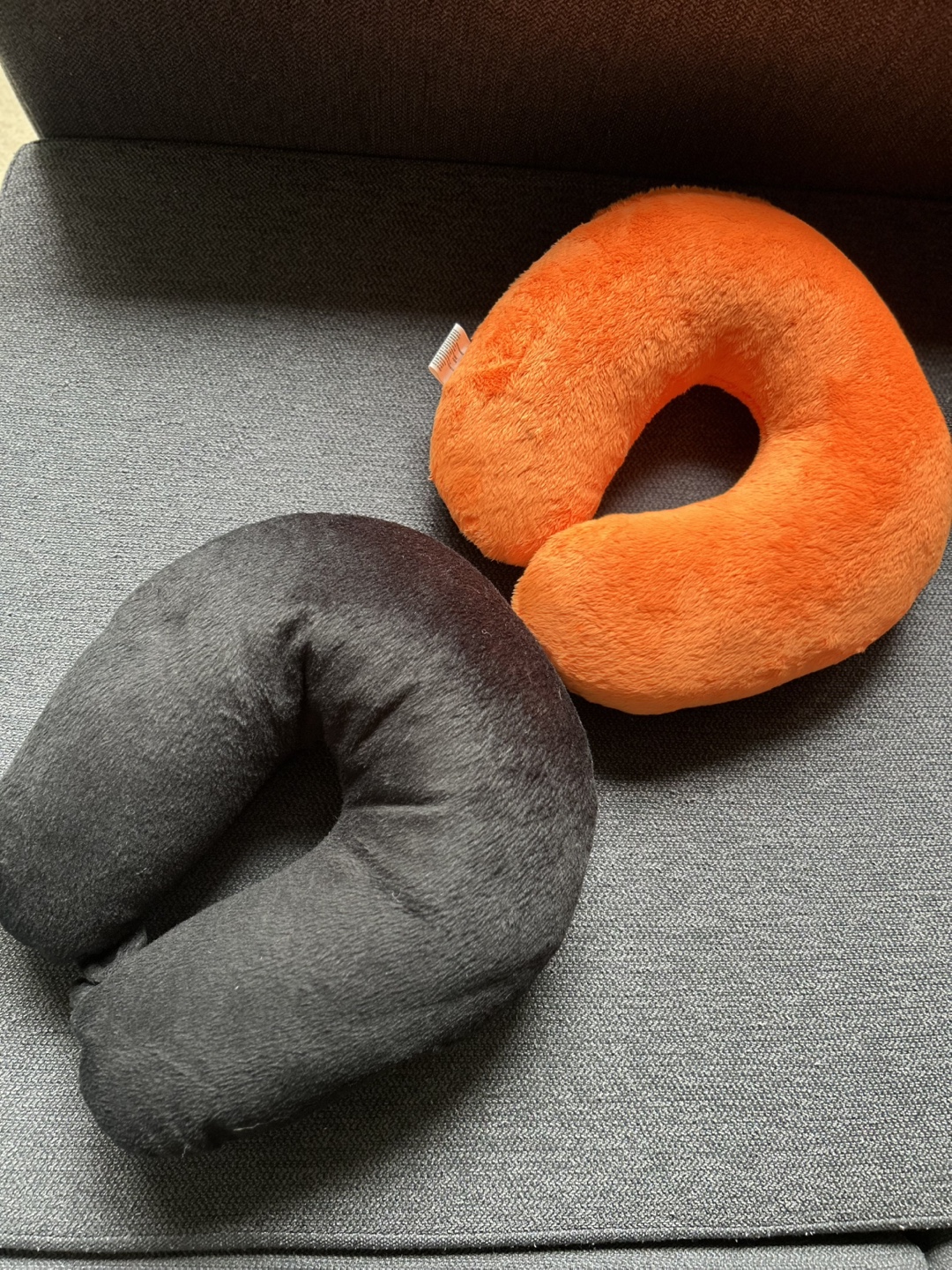 Pair of Travel Neck Pillows - Orange & Black