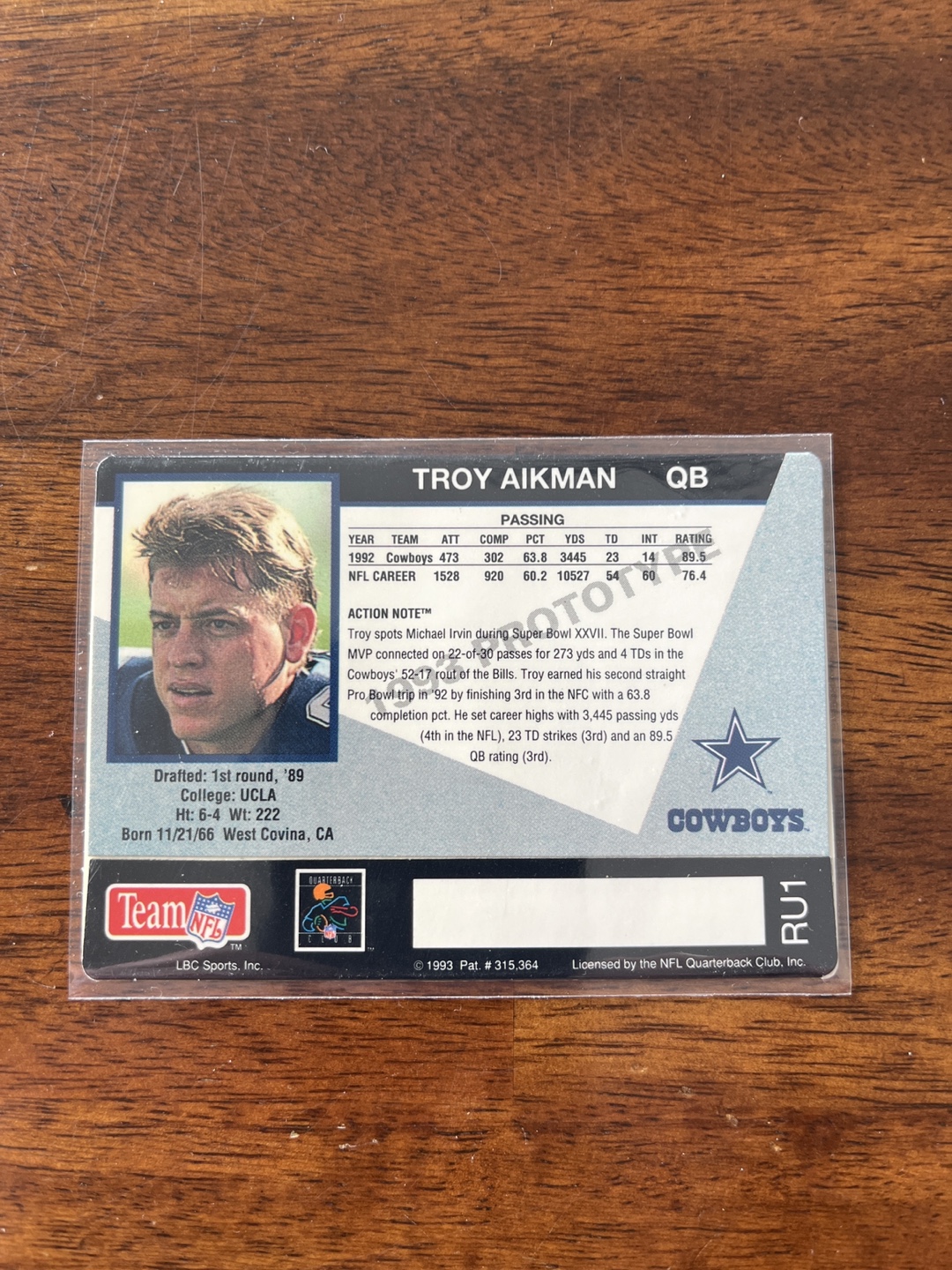 1993 Action Packed Troy Aikman #315-364 Football Card - photo 2