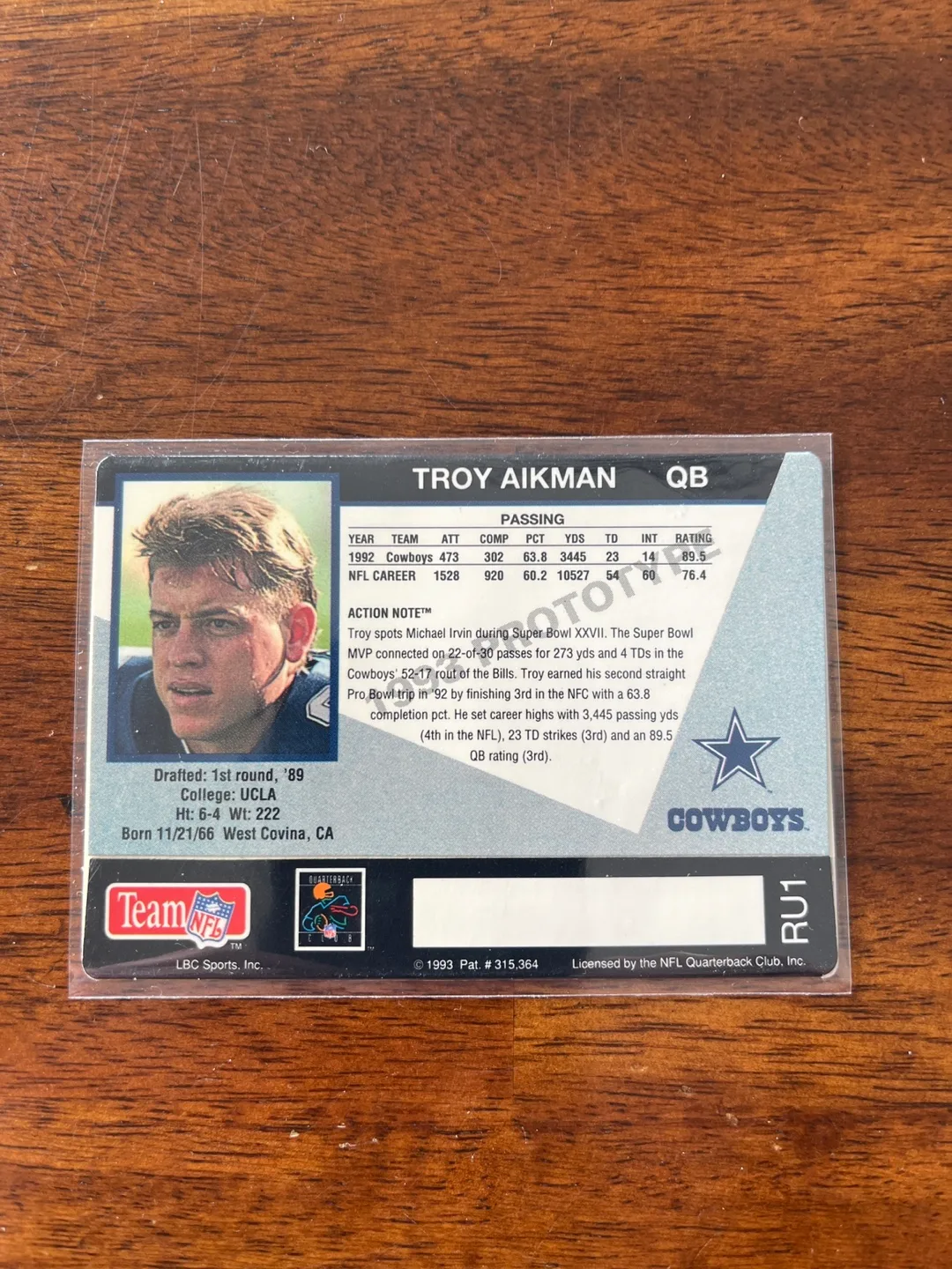1993 Action Packed Troy Aikman #315-364 Football Card image indicator(2)