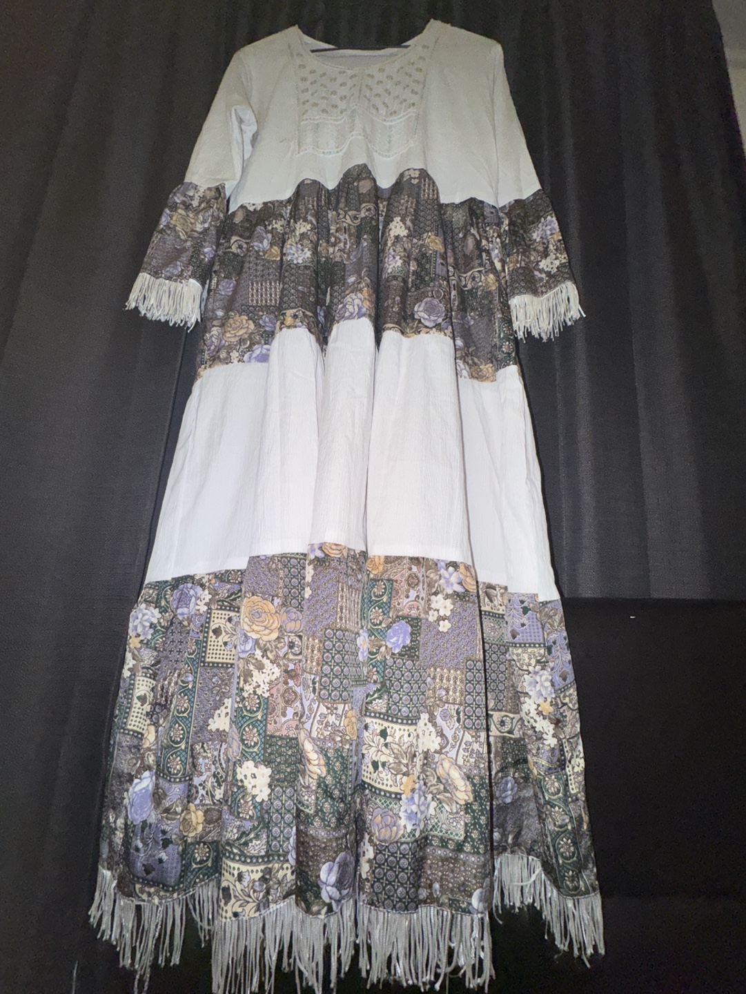 Bohemian Maxi Dress with Fringe Detail - photo 2