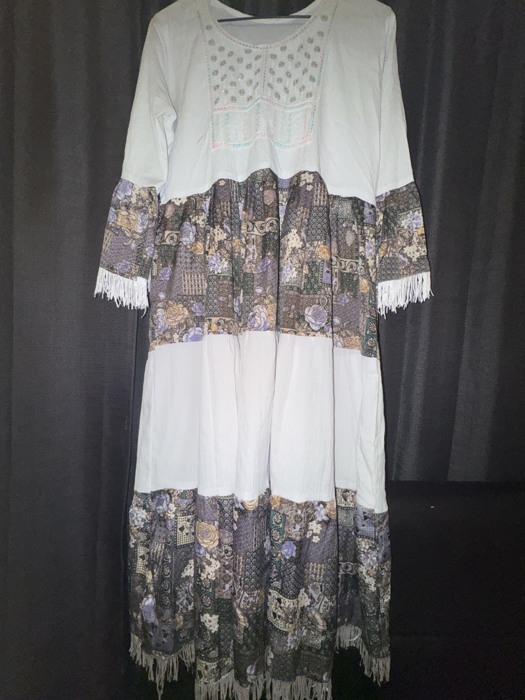 Bohemian Maxi Dress with Fringe Detail - photo 3