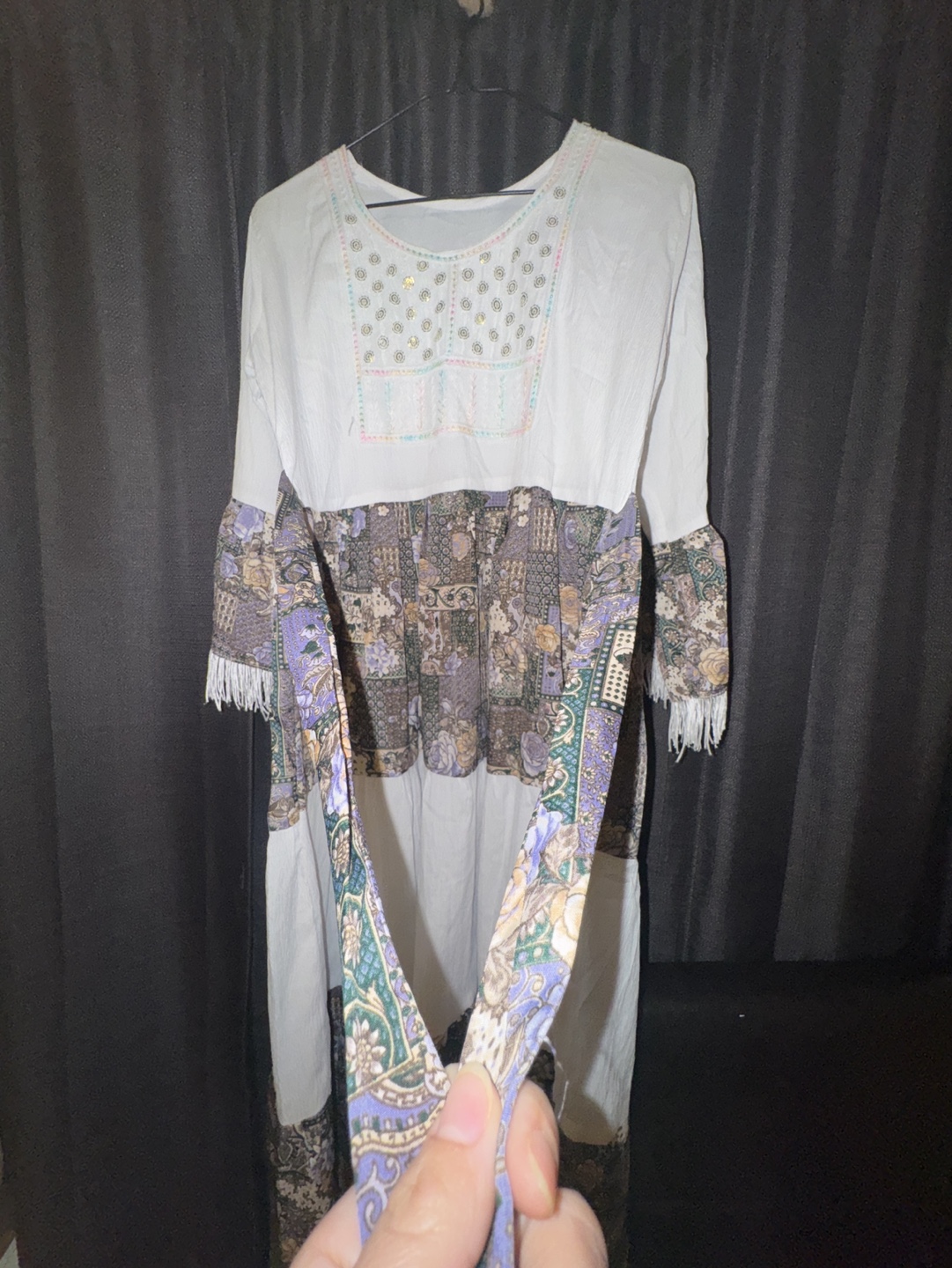 Bohemian Maxi Dress with Fringe Detail - photo 4