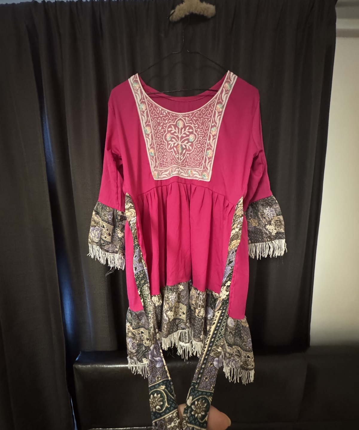 Bohemian Pink Embroidered Tunic Top
