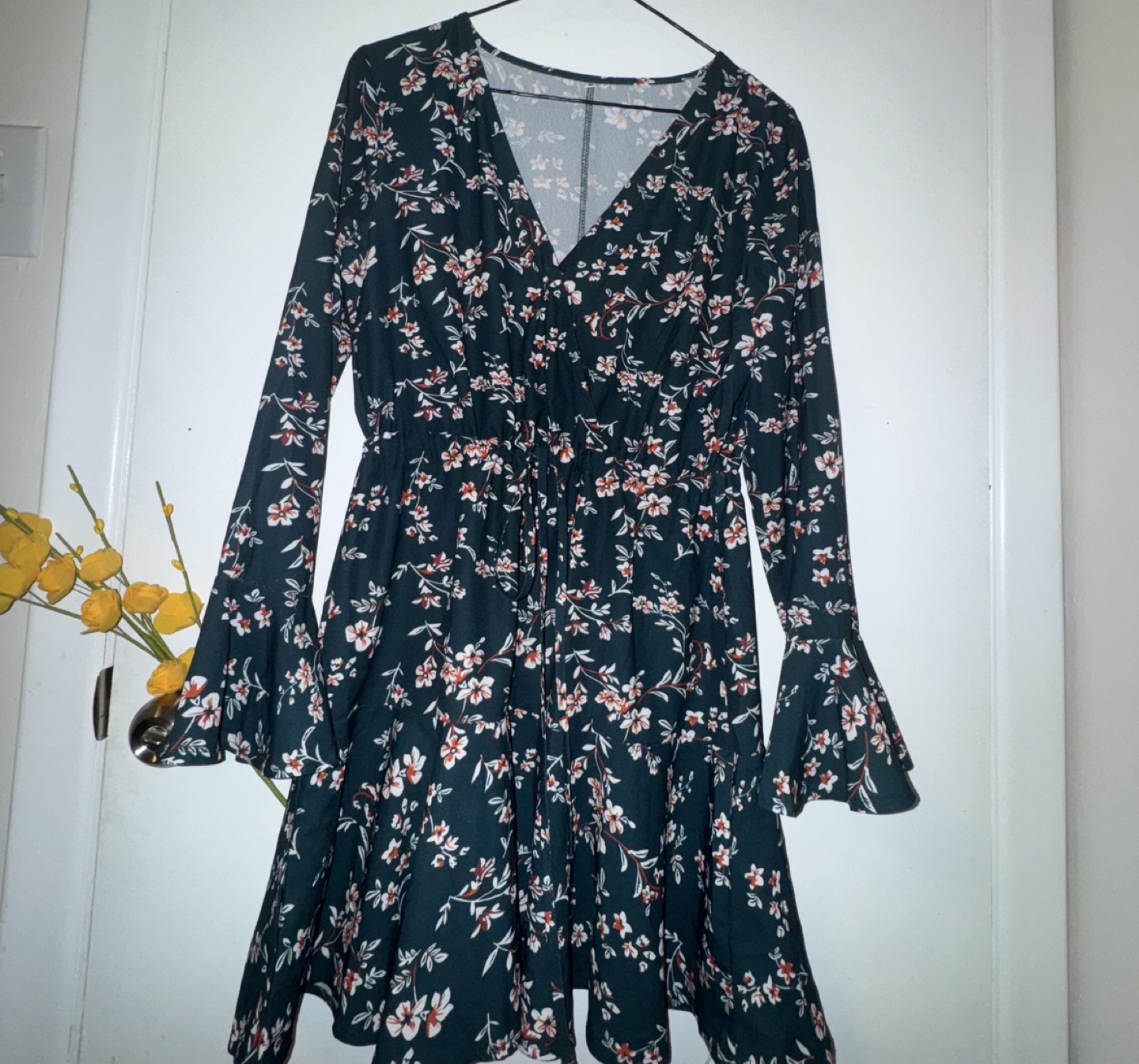 Women's Dark Green Floral Mini Dress