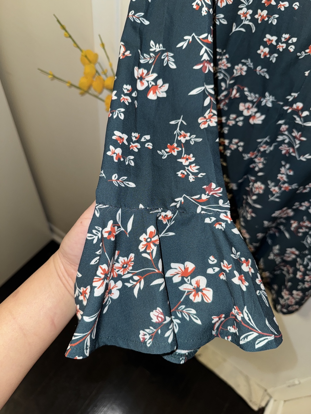 Women's Dark Green Floral Mini Dress - photo 3