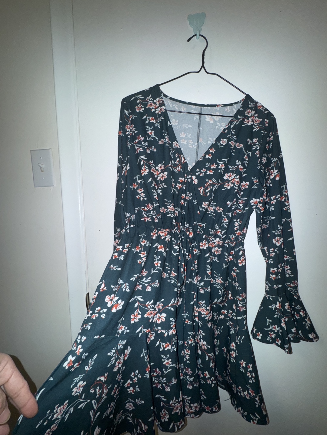 Women's Dark Green Floral Mini Dress - photo 4
